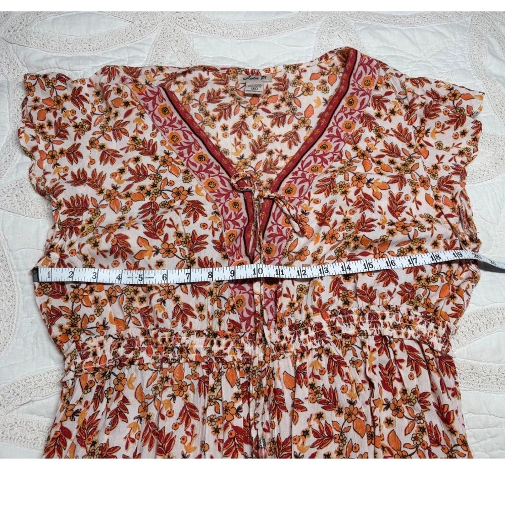 Lola‎ P. Floral Festival Cottagecore Midi Dress Peasant Boho Tiered Womens XL